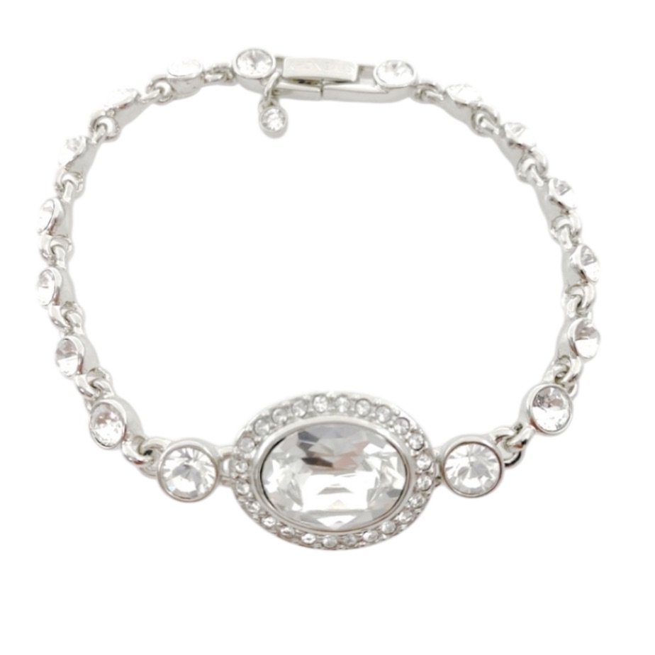 Givenchy Large Oval Crystal Flex Bracelet Silver Tone Metal 45$
